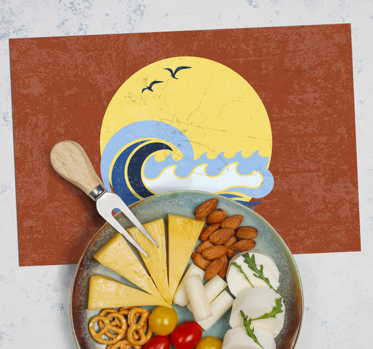 Individuais de mesa originais cena da onda do pôr do sol - TenStickers