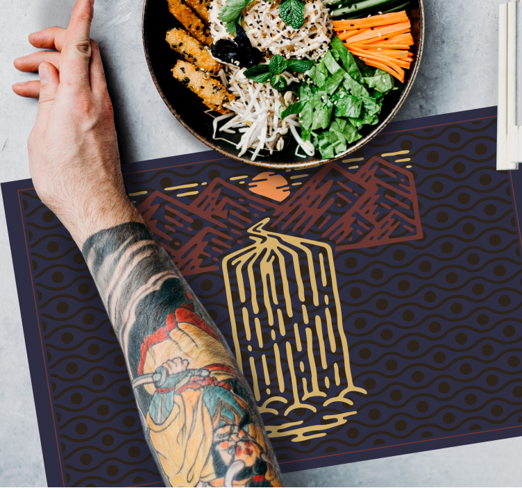 Individuais de mesa originais cena de cachoeira na montanha - TenStickers