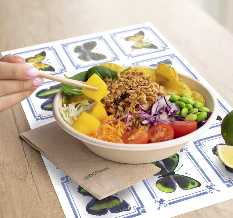 Individuais de mesa originais com decoração de borboletas - TenStickers