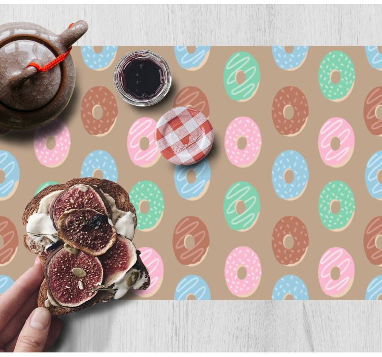 Individuais de mesa originais com estampa de donut vibrante - TenStickers