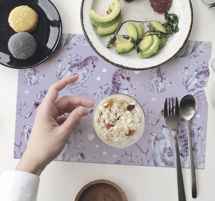 Individuais de mesa originais com motivo cavalo-marinho - TenStickers