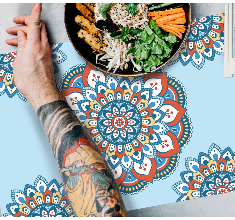 Individuais de mesa originais com motivo mandala vibrante - TenStickers