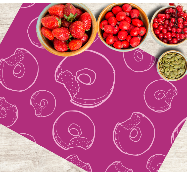 Individuais de mesa originais com padrão de donuts coloridos - TenStickers