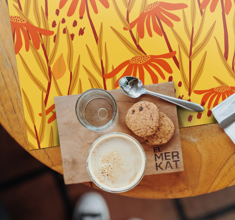 Individuais de mesa originais com padrão floral amarelo - TenStickers