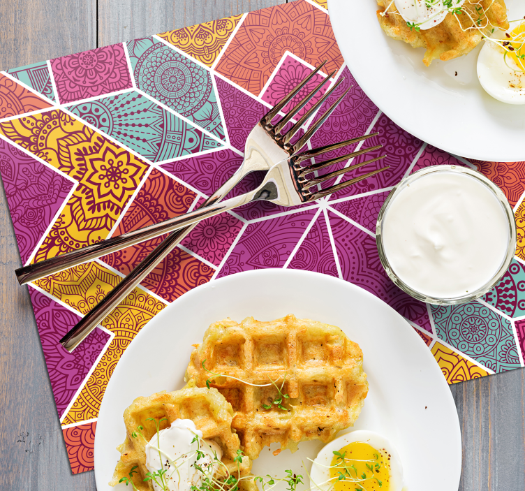 Individuais de mesa originais com padrão geométrico colorido - TenStickers