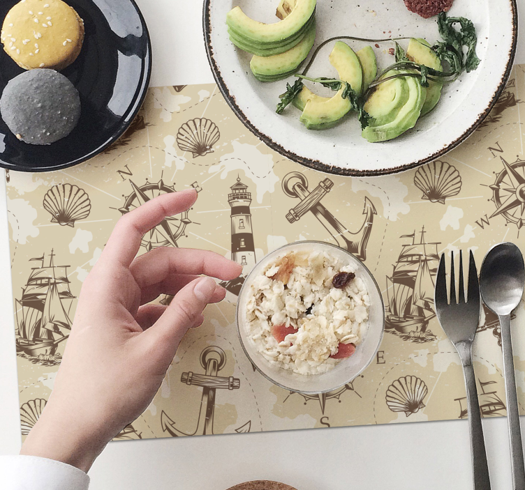 Individuais de mesa originais com padrões náuticos - TenStickers