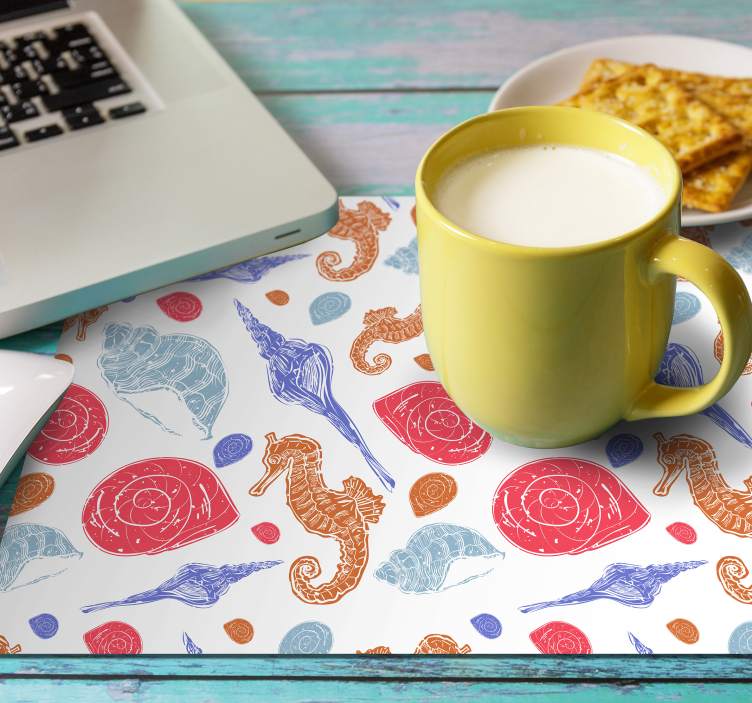 Individuais de mesa originais conchas e cavalos-marinhos - TenStickers