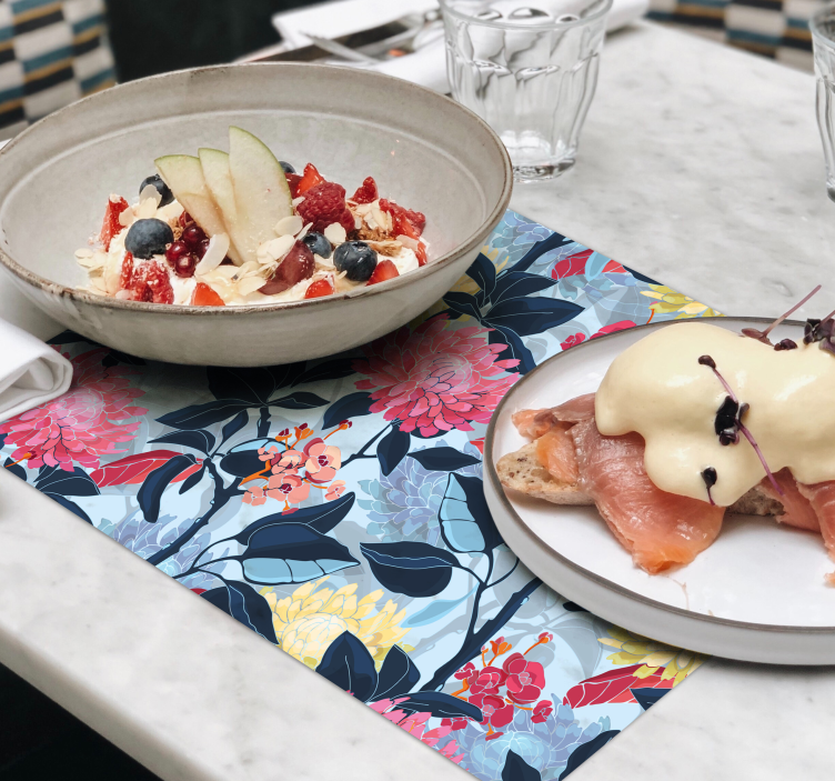 Individuais de mesa originais elegância em padrão floral - TenStickers