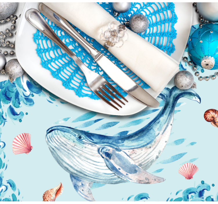 Individuais de mesa originais elementos do mar baleia - TenStickers