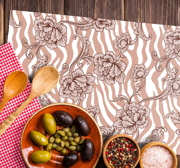 Individuais de mesa originais estampa zebra floral - TenStickers