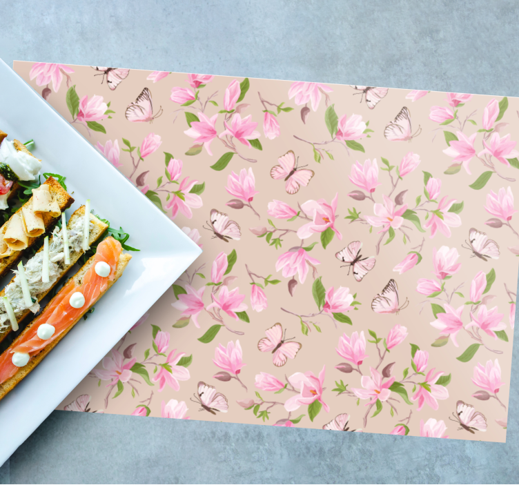 Individuais de mesa originais motivo floral borboleta - TenStickers