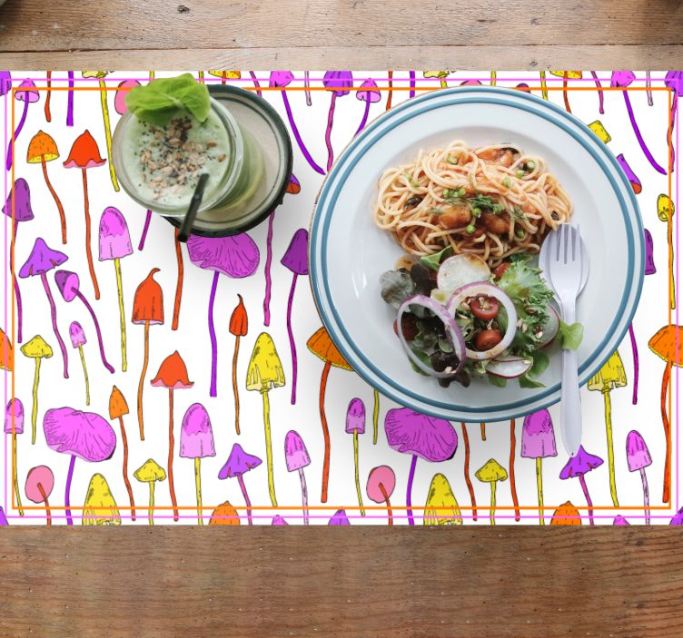 Individuais de mesa originais padrão de cogumelos coloridos - TenStickers