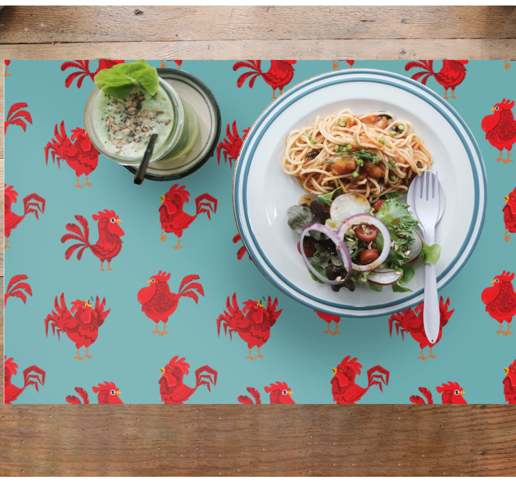 Individuais de mesa originais padrão de galo charmoso - TenStickers