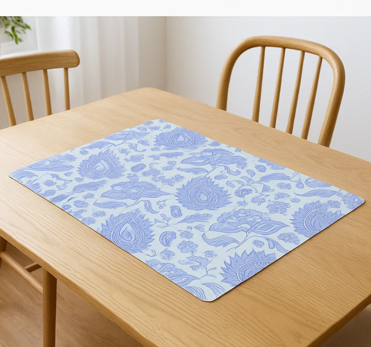 Individuais de mesa originais padrão floral azul paisley - TenStickers
