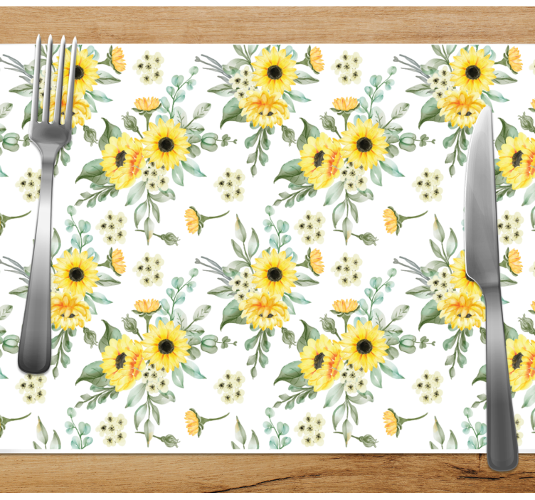 Individuais de mesa originais padrão floral de girassol - TenStickers