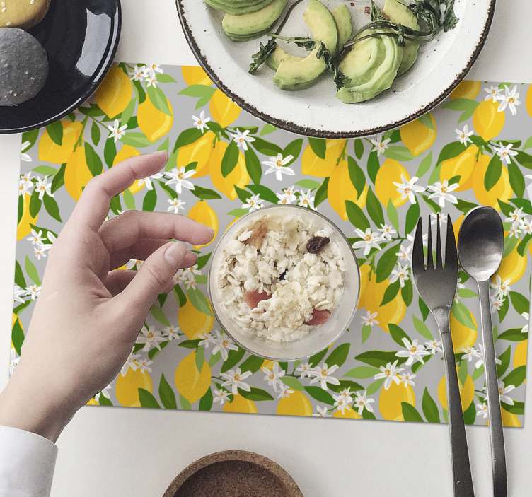 Individuais de mesa originais padrão floral de limão - TenStickers