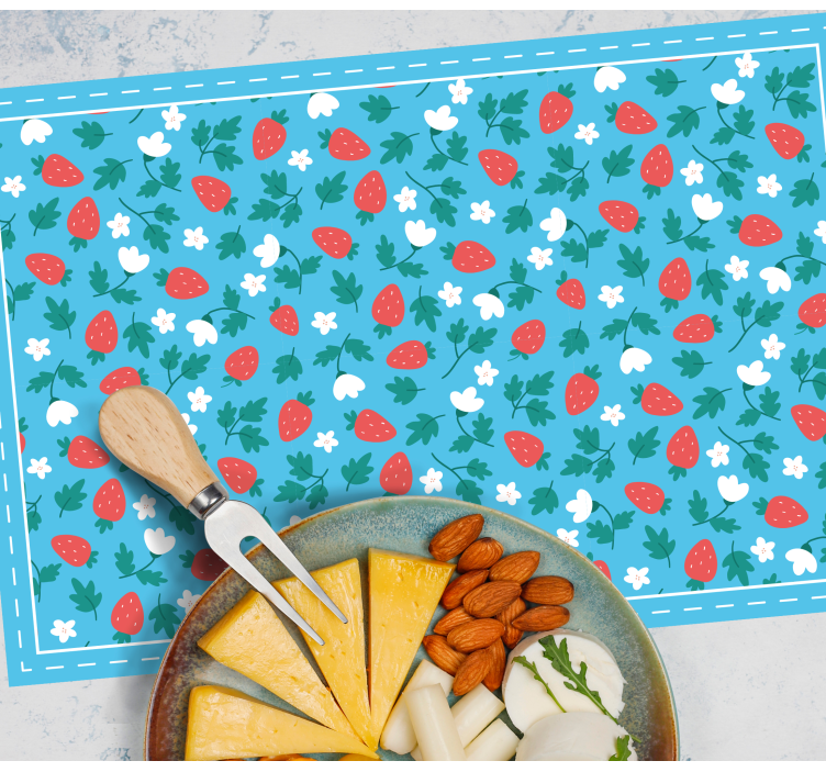 Individuais de mesa originais padrão floral de morango - TenStickers