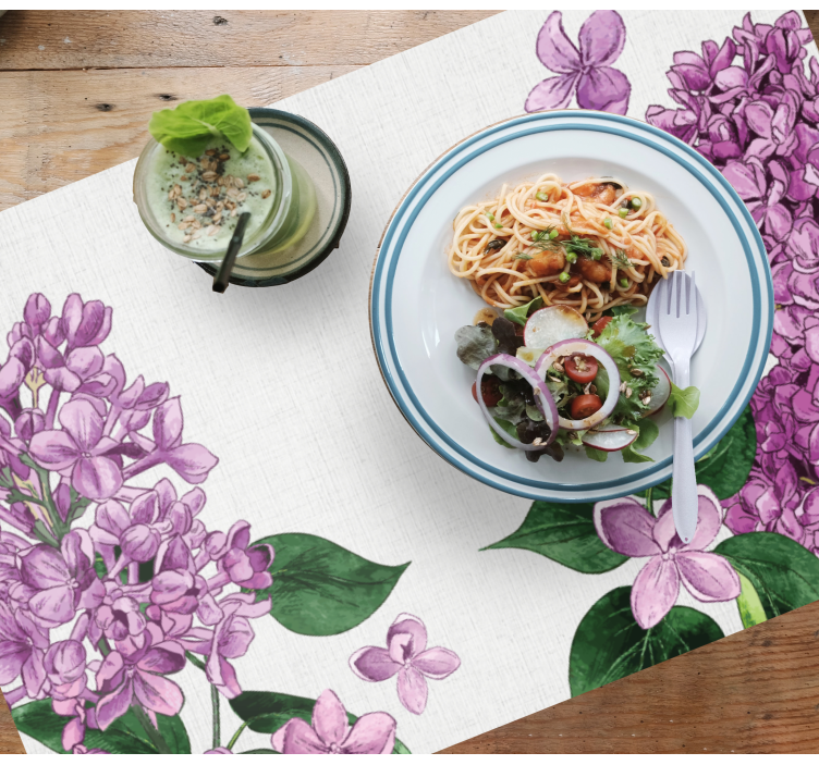 Individuais de mesa originais padrão floral lilás - TenStickers