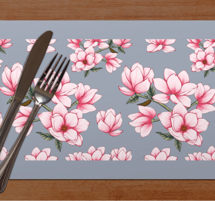 Individuais de mesa originais padrão floral magnólia rosa - TenStickers