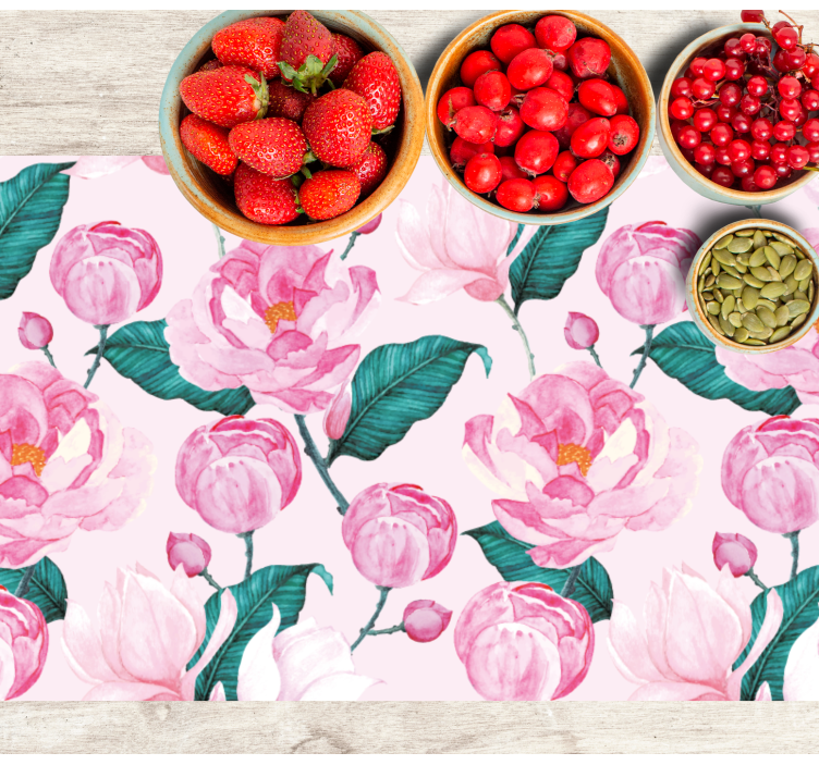 Individuais de mesa originais padrão floral rosa - TenStickers