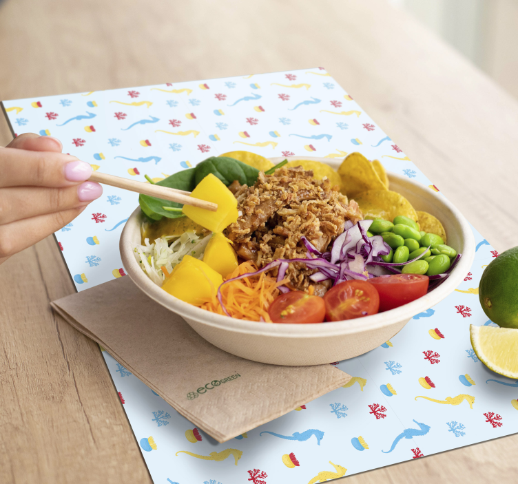 Individuais de mesa originais padrão subaquático colorido - TenStickers