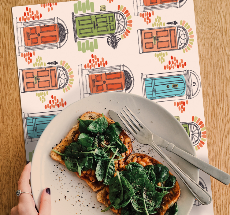 Individuais de mesa originais padrões de portas coloridos - TenStickers