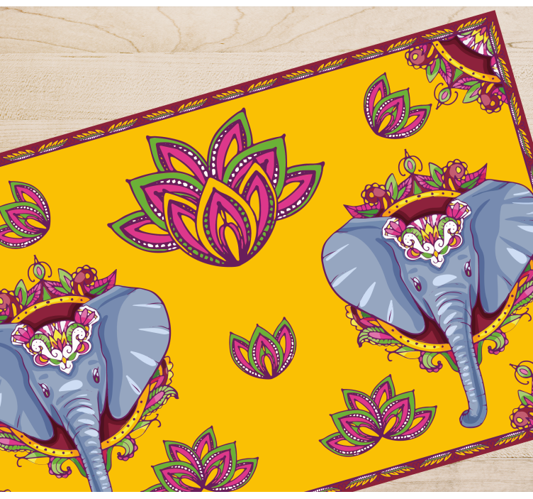 Individuais de mesa originais padrões florais de elefante - TenStickers