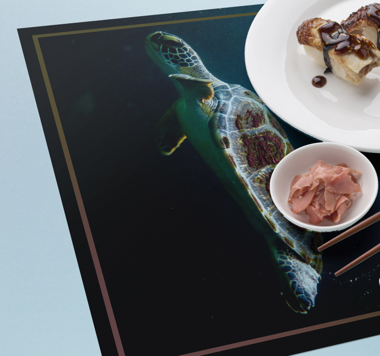 Individuais de mesa originais paisagem aquática de tartaruga - TenStickers