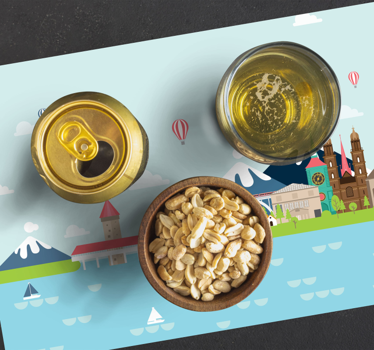 Individuais de mesa originais paisagem urbana colorida - TenStickers