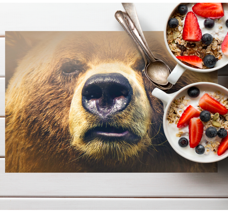 Individuais de mesa originais rosto de urso em close-up - TenStickers