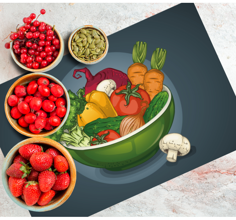 Individuais de mesa originais tigela colorida de legumes - TenStickers