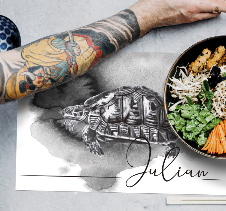 Individual de mesa Ilustração tartaruga e nome - TenStickers