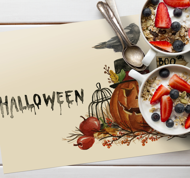 Individual de mesa halloween arranjo festivo de abóbora - TenStickers