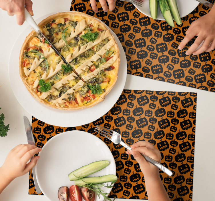 Individual de mesa halloween padrão de abóbora assustadora - TenStickers