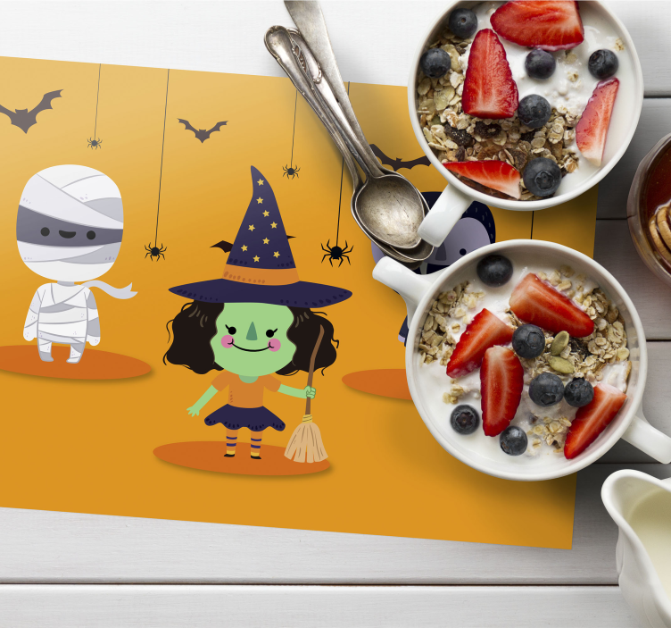 Individual de mesa halloween personagens divertidos - TenStickers