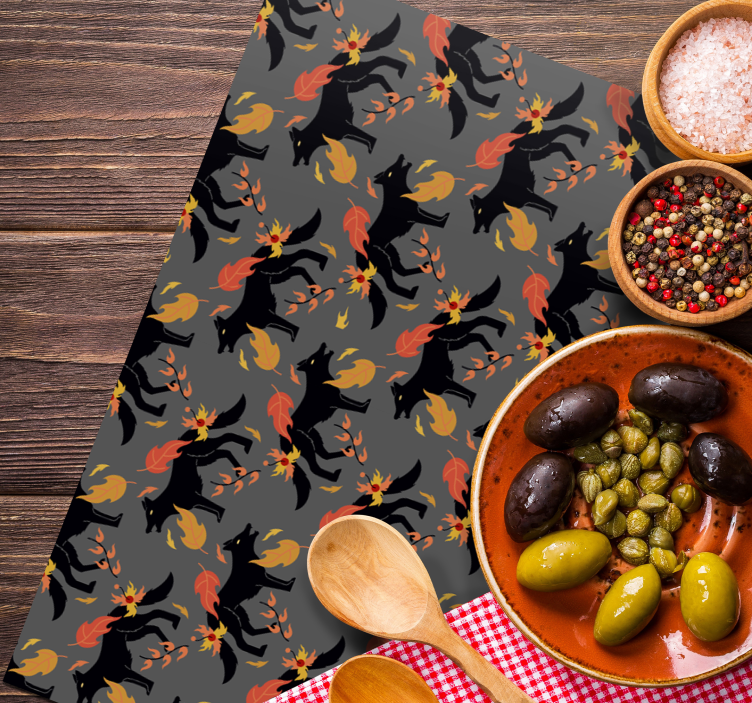 Individual de mesa halloween raposas com chamas - TenStickers