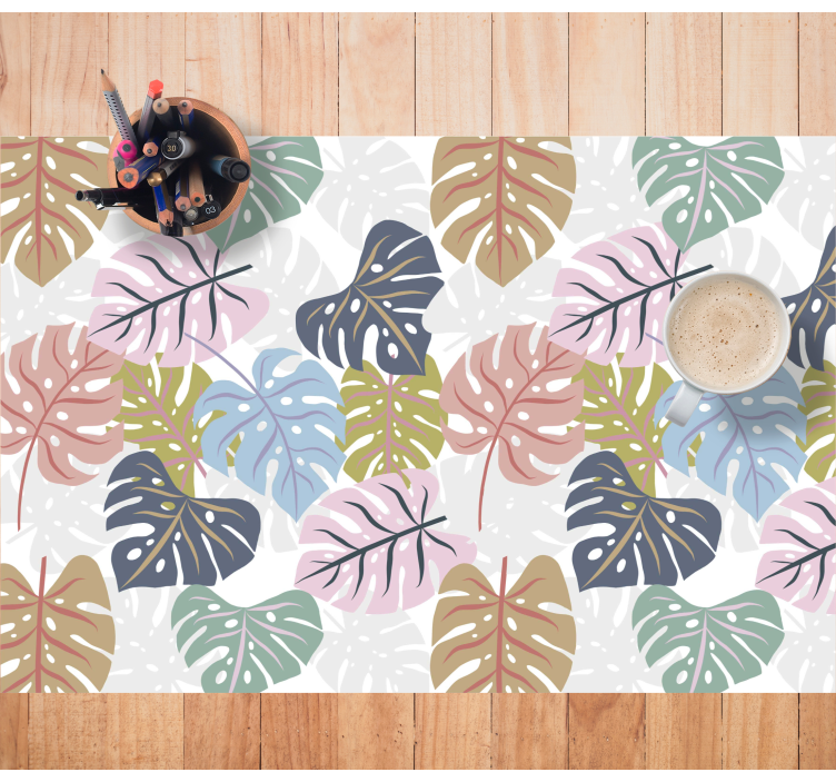 Pastel monstera individuais de mesa de vinil - TenStickers