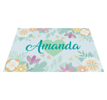 Individuais de mesa com nome coração de flor amanda - TenStickers