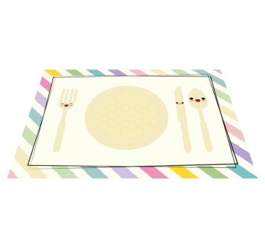 Individuais de mesa infantis Talheres e prato colorido - TenStickers