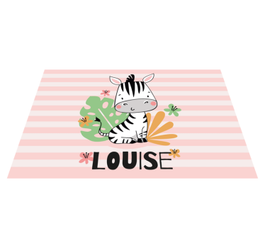 Individuais de mesa em vinil com nome Zebra personalizado - TenStickers
