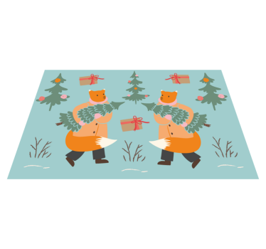 Individuais de mesa de natal raposa festiva com Árvore - TenStickers