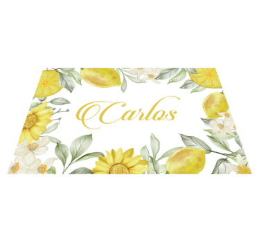 Individuais de mesa com nome arranjo floral limão - TenStickers