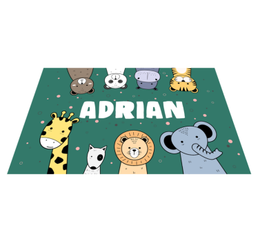 Individuais de mesa em vinil com nome Desenhos animados de animai - TenStickers