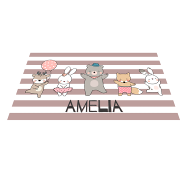 Individuais de mesa em vinil com nome Animais dançando com o nome - TenStickers