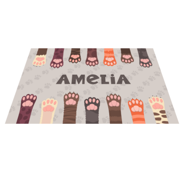 Individuais de mesa em vinil com nome Patas fofas de gatos multic - TenStickers