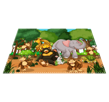 Individuais de mesa infantis cena divertida de animais - TenStickers