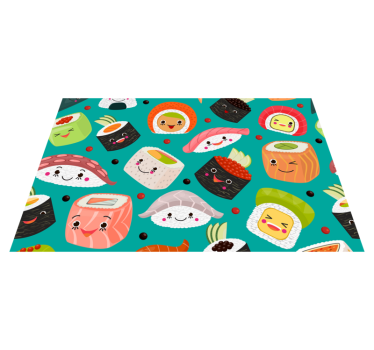 Individuais de mesa infantis personagens de sushi fofos - TenStickers