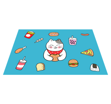 Individuais de mesa infantis gato fofo comendo - TenStickers