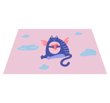 Individuais de mesa infantis gato voador com coração - TenStickers