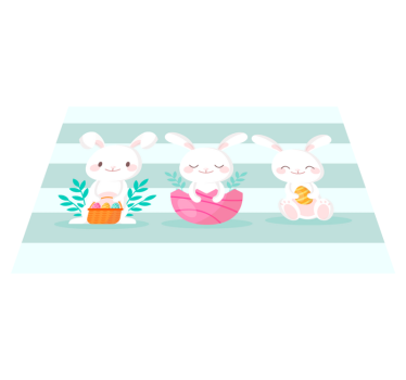 Individuais de mesa infantis com personagens de coelho fofos - TenStickers